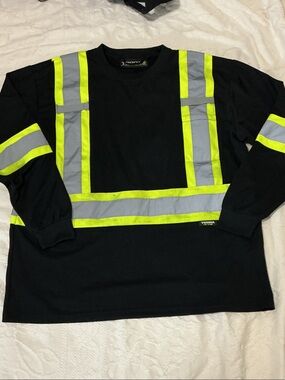 Terra Workwear High-Visibility Long Sleeve Safety Shirt - Black & Neon Yellow